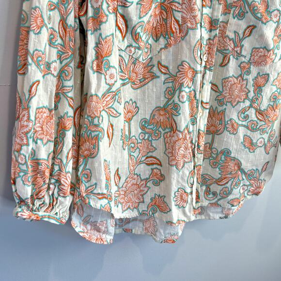 Wrap London Fine Cotton Floral Printed Button Down Blouse - size 10 - Picture 3 of 6